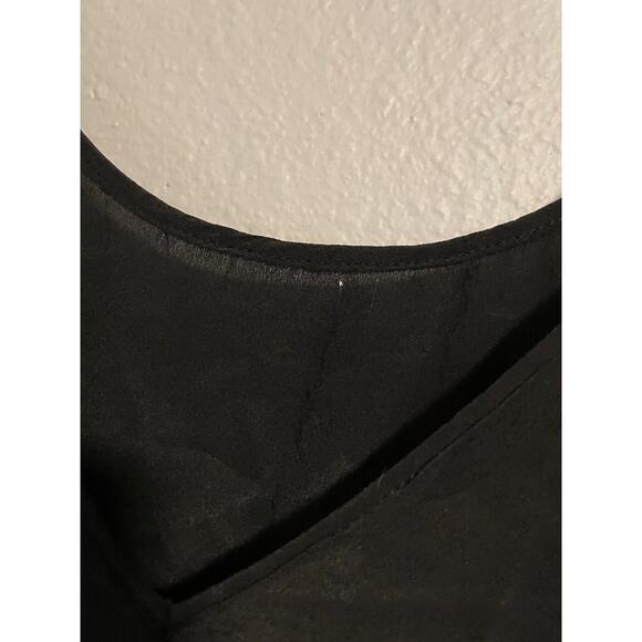Friend of Mine Womens Camisole Large Black Silk Satin V Neck Strappy Boxy READ - Picture 2 of 8
